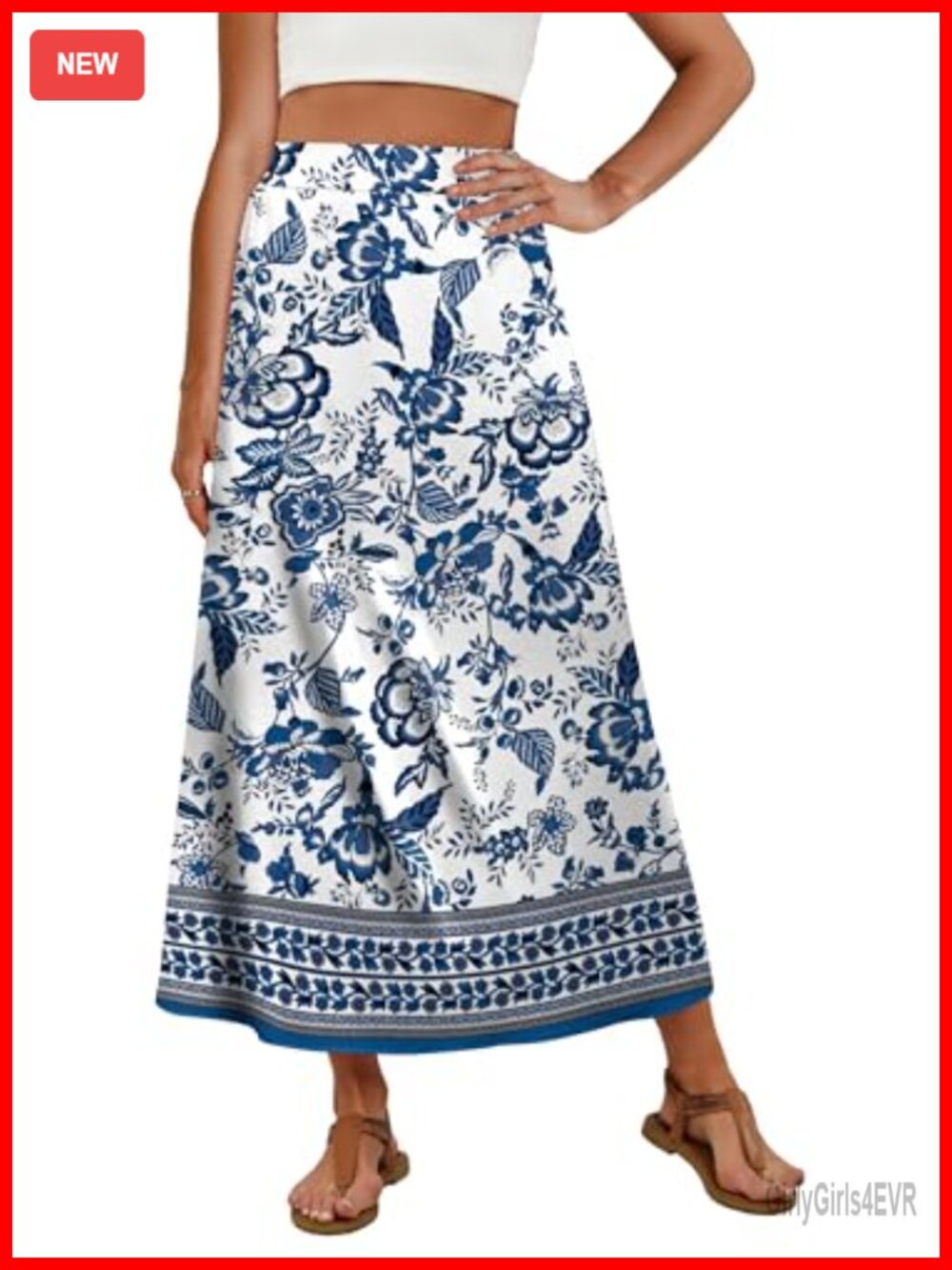 Womens Maxi Long Skirt with Pockets Stretchy A-Line Flowy Boho Casual